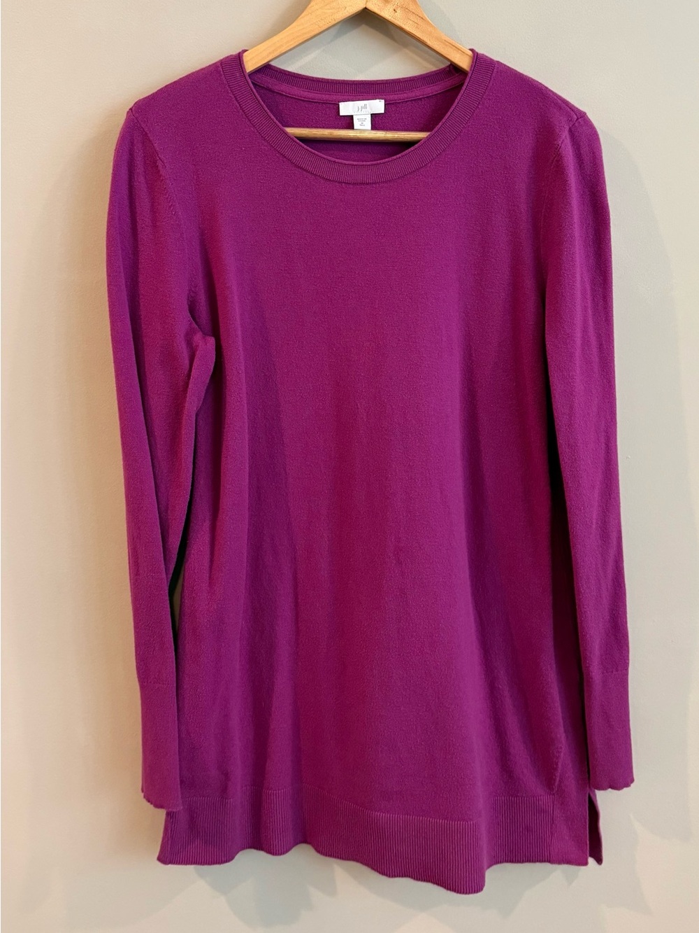 J. Jill Cotton Blend Magenta Long-Sleeve Crewneck Tunic size Medium Tall